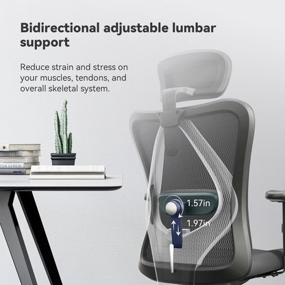 M18 Mesh Ergonomic Office Chair with Adjustable Lumbar Support, High Back, Black