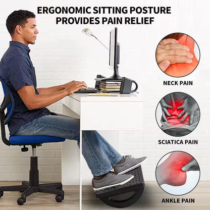 Ergonomic Rocking Foot Rest with Roller Massager for under Desk Use to Promote Leg Circulation and Comfort