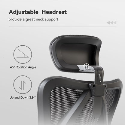 M18 Mesh Ergonomic Office Chair with Adjustable Lumbar Support, High Back, Black