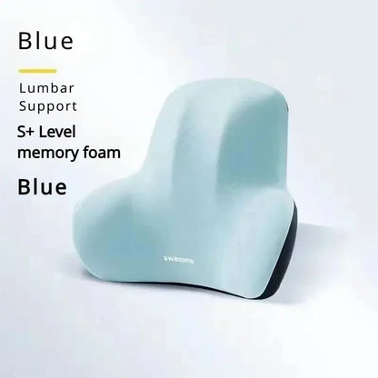 Memory Foam Lumbar Back Cushion for Car Office Gaming Chairs and Postpartum Waist Support Multi Functional Pain Relief Pillow