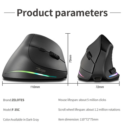 2.4G Ergonomic Mouse Vertical Wireless Mouse Rechargeable Gaming Mice for PC Laptop Macos Office F35C/F35B/F35 버티컬 마