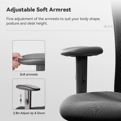 M18 Mesh Ergonomic Office Chair with Adjustable Lumbar Support, High Back, Black