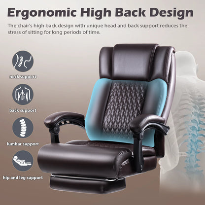 Office Chair with Footrest,90-165°Reclining Ergonomic High Back Computer Desk Chair Lumbar Support for Home Office