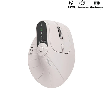 Wireless Vertical Mouse Rechargeable Optical Mice with Function Adjustment Knob Ergonomic Mouse for Multi-Purpose