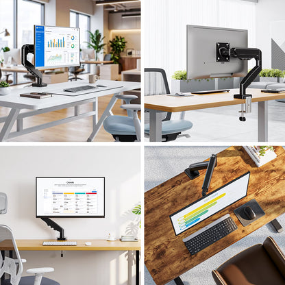 Single Monitor Desk Mount for 13"-32" Screens, Computer Monitors Stand, Height Adjustable Monitor Mount, with Gas Spring Monitor Arm Fit 4.4-19.8 Lbs
